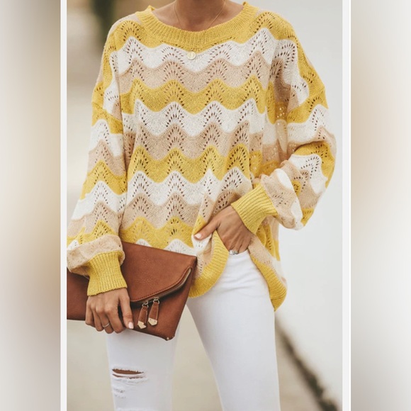 entro Sweaters - ENTRO Crochet multi colored sweater size small oversized fit